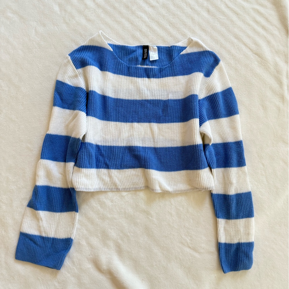 J. Crew Blue and White Striped Sweater